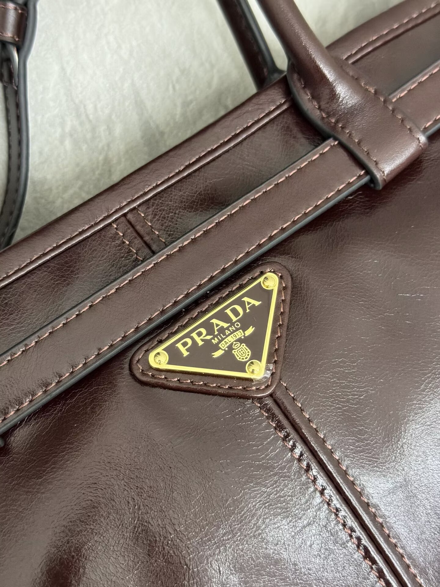 Prada Bonnie Leather Tote Bag 1BA433 Dark Brown Prada Bonnie Leather Tote Bag 1BA433 Dark Brown
