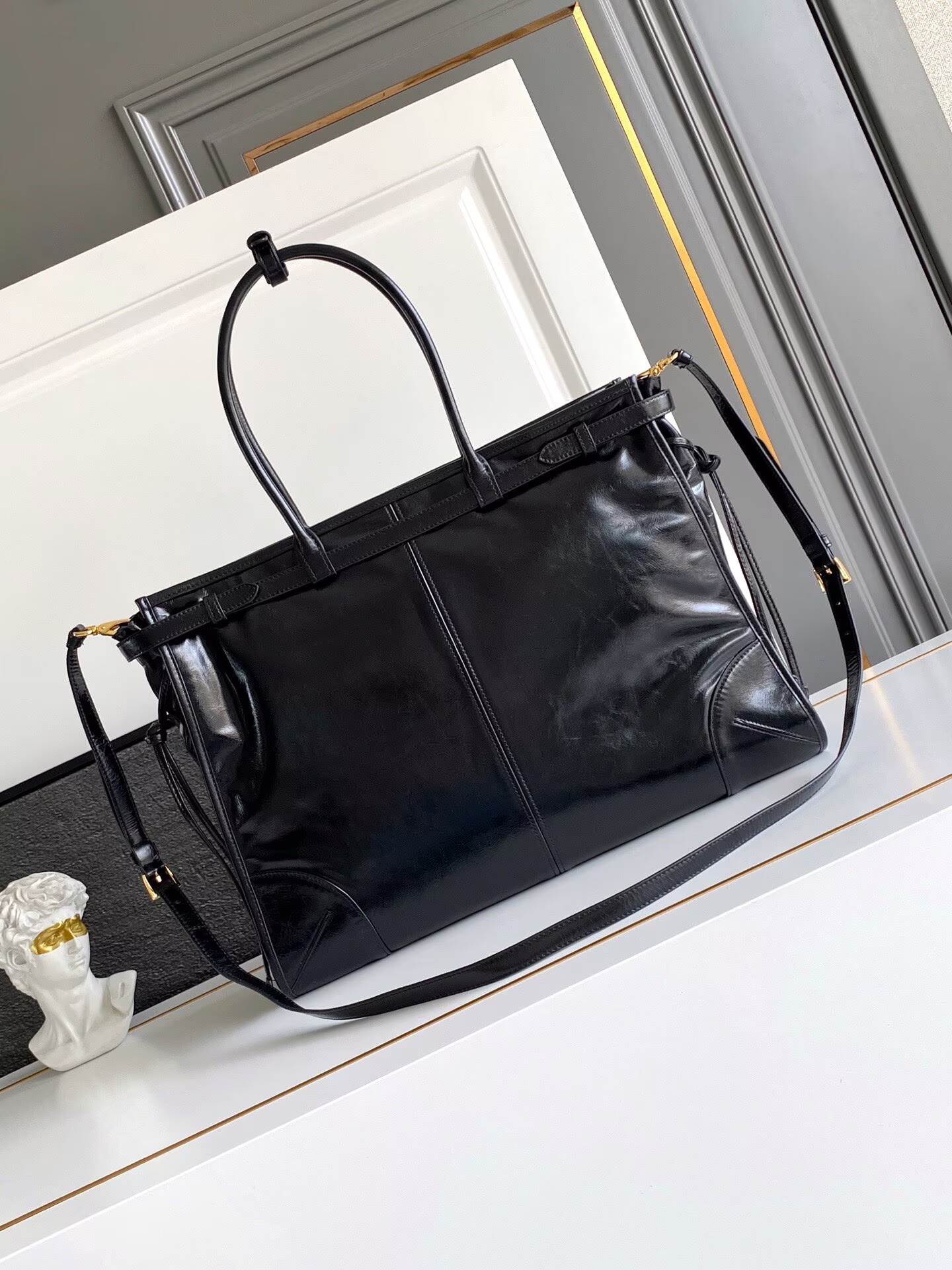 Prada Large Bonnie Leather Tote Bag 1BA439 Black Prada Large Bonnie Leather Tote Bag 1BA439 Black