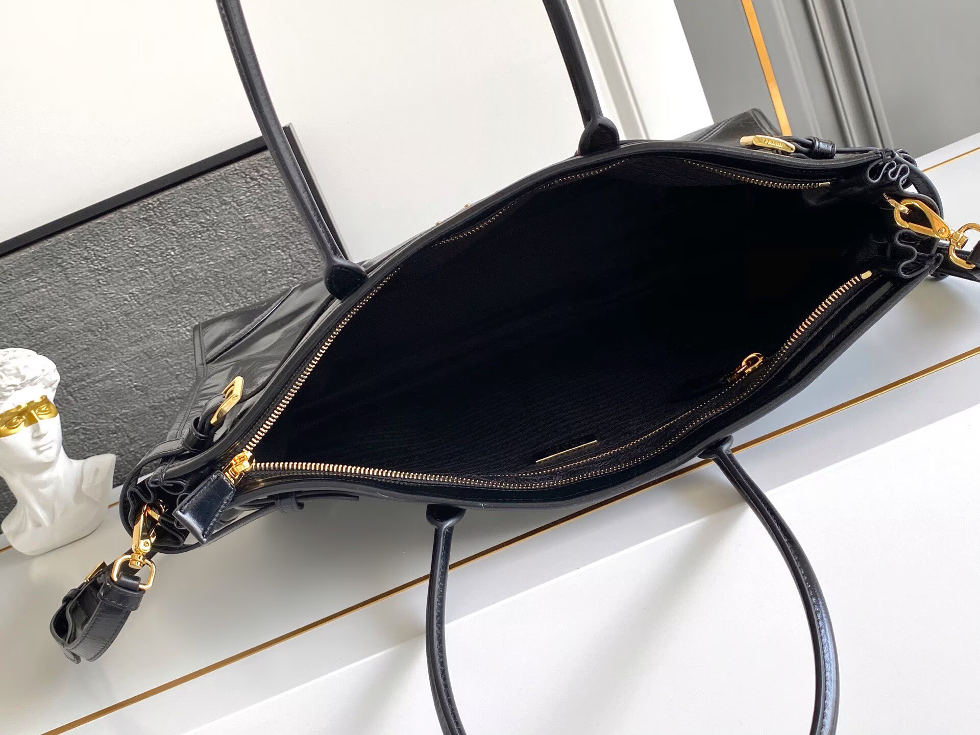 Prada Large Bonnie Leather Tote Bag 1BA439 Black Prada Large Bonnie Leather Tote Bag 1BA439 Black