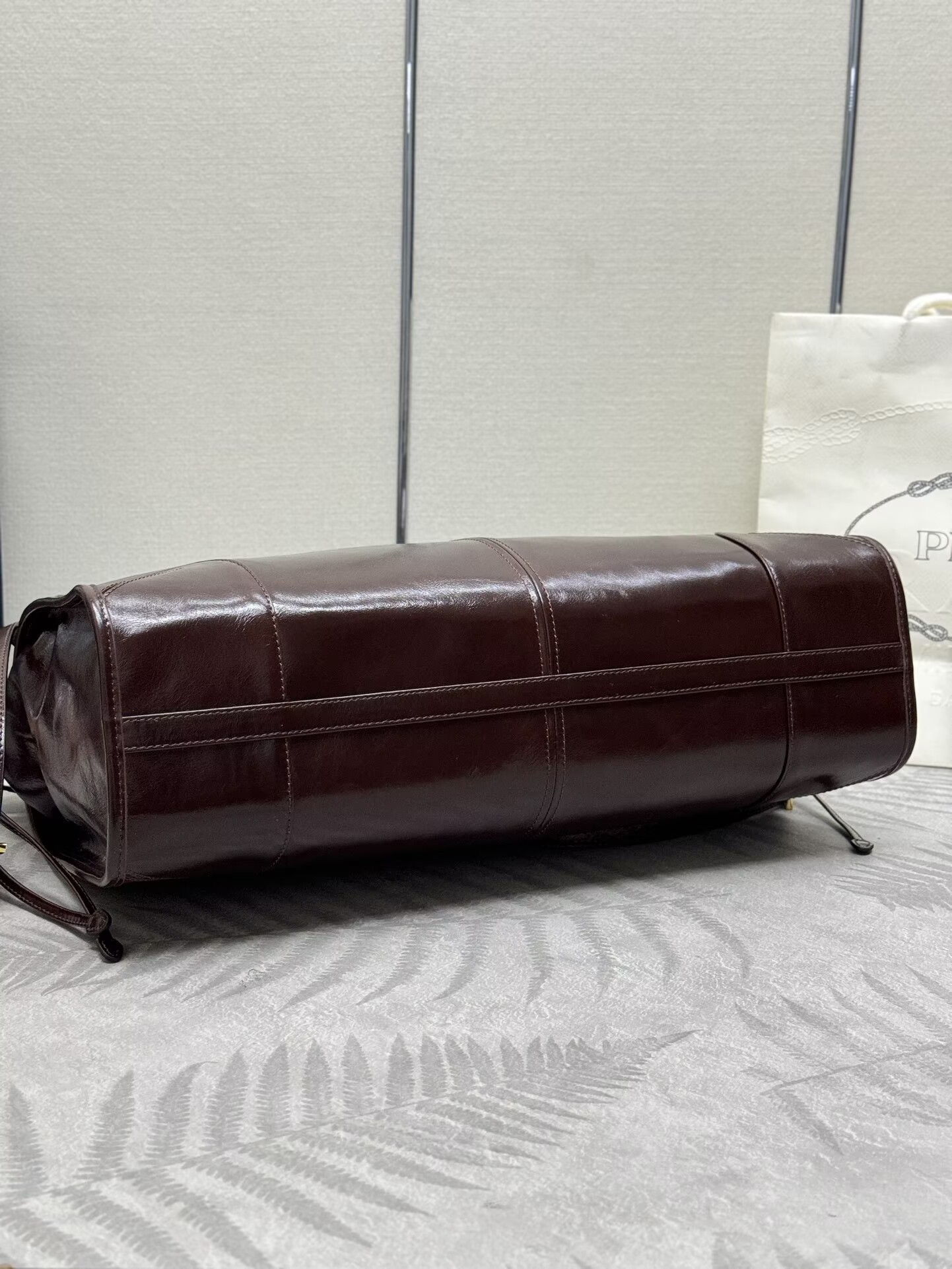 Prada Large Bonnie Leather Tote Bag 1BA439 Dark Brown Prada Large Bonnie Leather Tote Bag 1BA439 Dark Brown