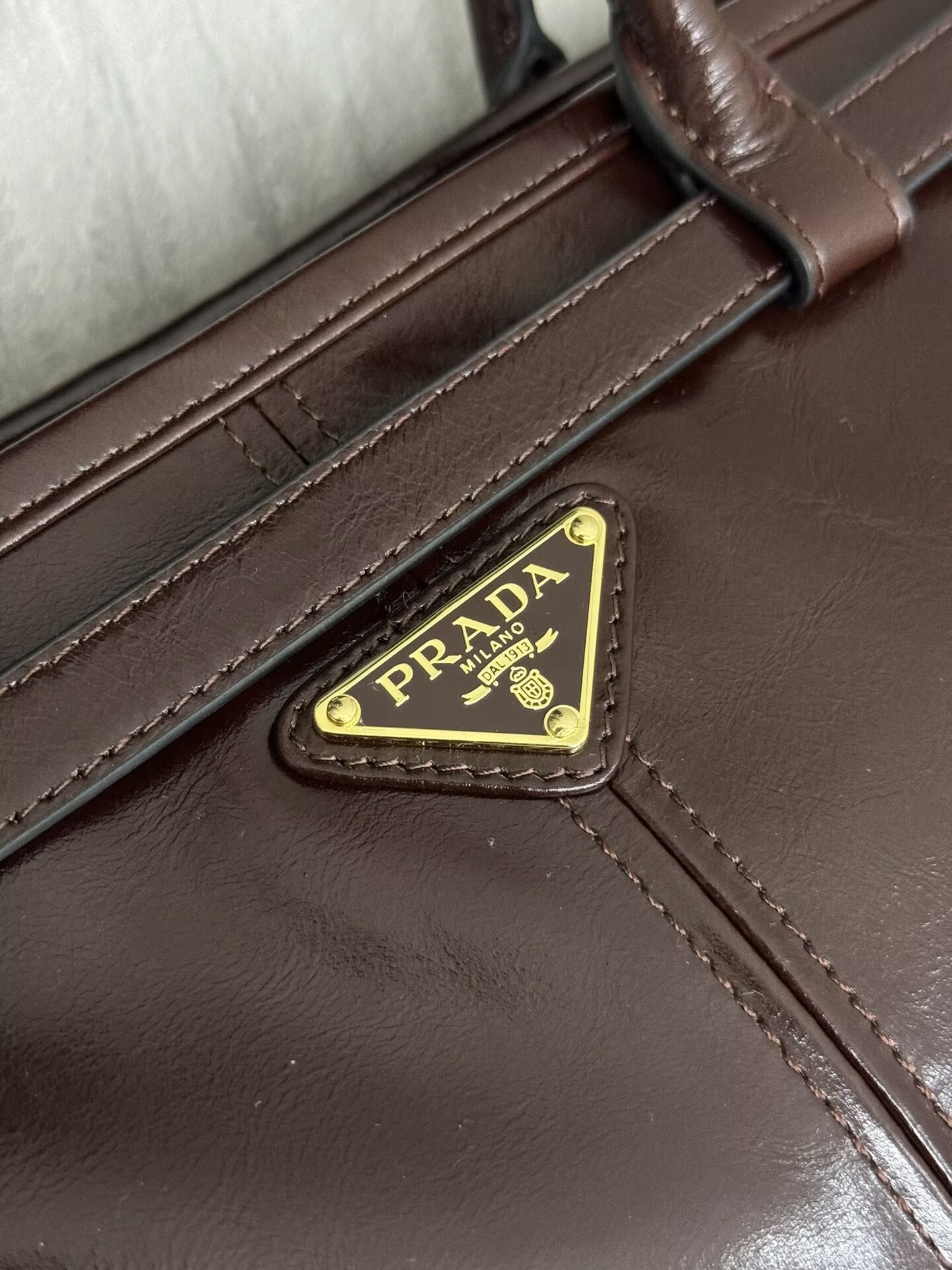 Prada Large Bonnie Leather Tote Bag 1BA439 Dark Brown Prada Large Bonnie Leather Tote Bag 1BA439 Dark Brown