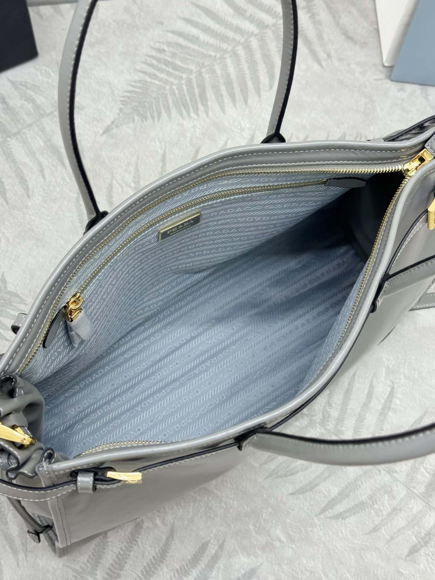 Prada Large Bonnie Leather Tote Bag 1BA439 Gray Prada Large Bonnie Leather Tote Bag 1BA439 Gray