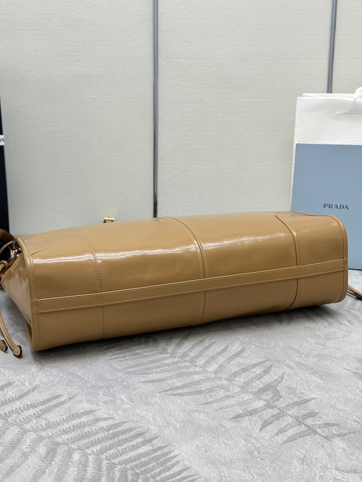 Prada Large Bonnie Leather Tote Bag 1BA439 Khaki Prada Large Bonnie Leather Tote Bag 1BA439 Khaki