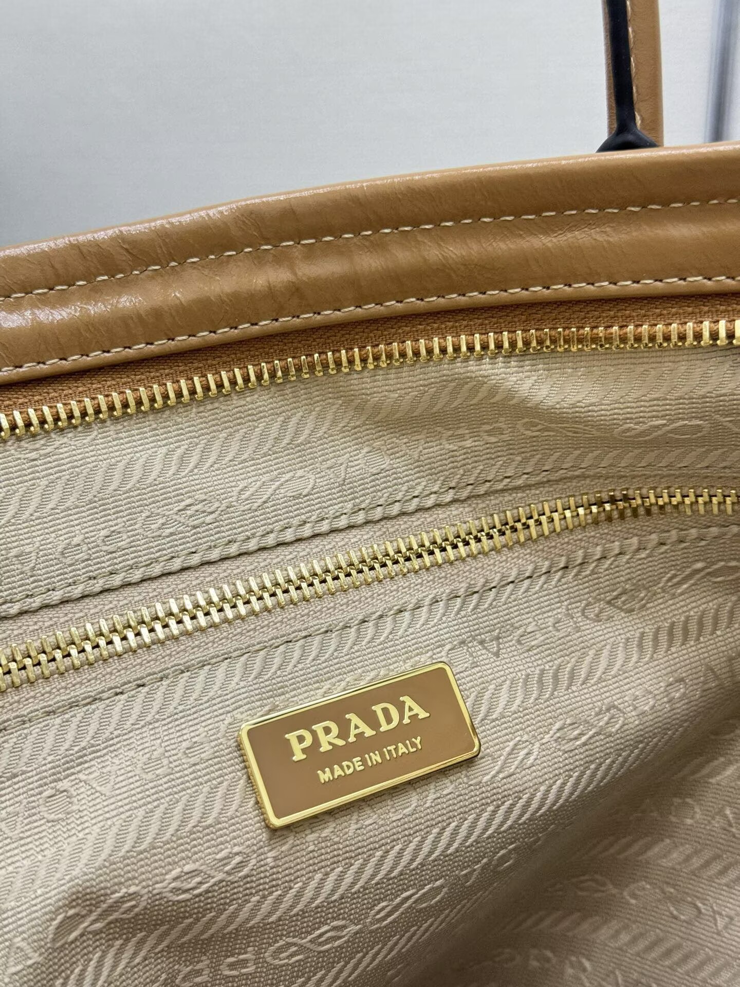Prada Large Bonnie Leather Tote Bag 1BA439 Khaki Prada Large Bonnie Leather Tote Bag 1BA439 Khaki