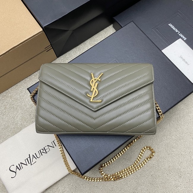 SAINT LAURENT WOC Classic Monogramme Flap Bag 360452 dark gray