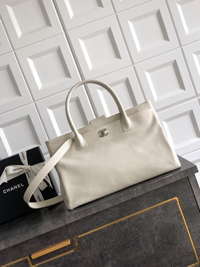CHANEL Grained Calfskin Tote Bag AS2157 Cream
