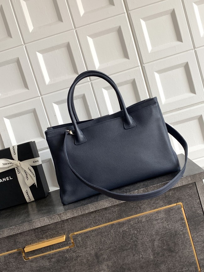 CHANEL Grained Calfskin Tote Bag AS2157 dark blue