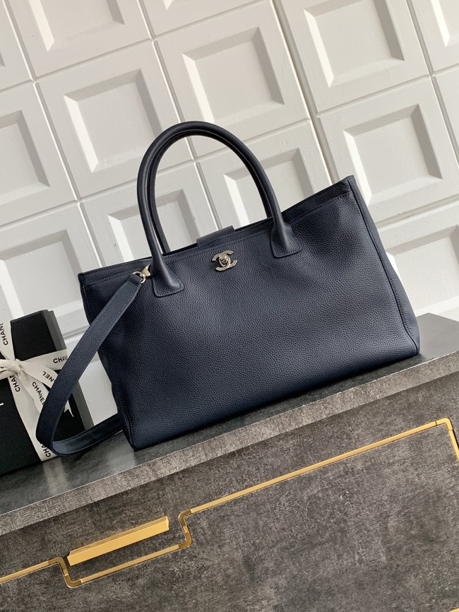 CHANEL Grained Calfskin Tote Bag AS2157 dark blue