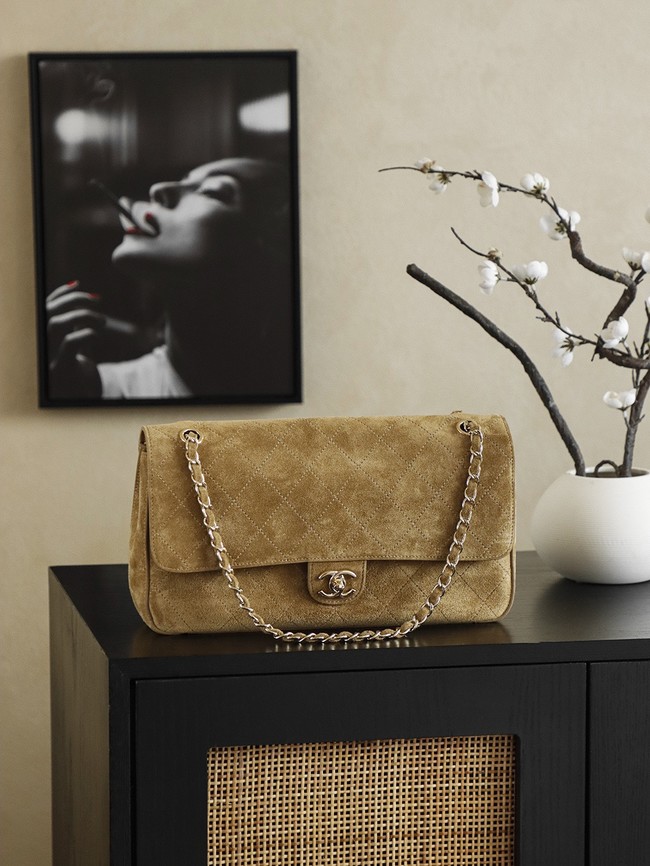 CHANEL Maxi Flapbag Suede Calfskin AS6233 brown