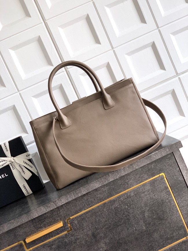 CHANEL Grained Calfskin Tote Bag AS2157 gray