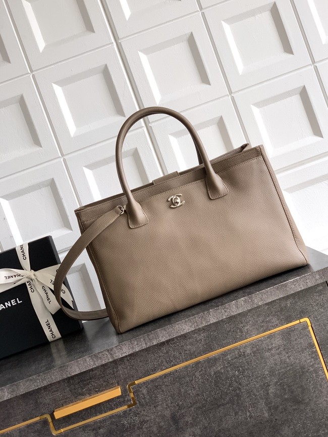 CHANEL Grained Calfskin Tote Bag AS2157 gray