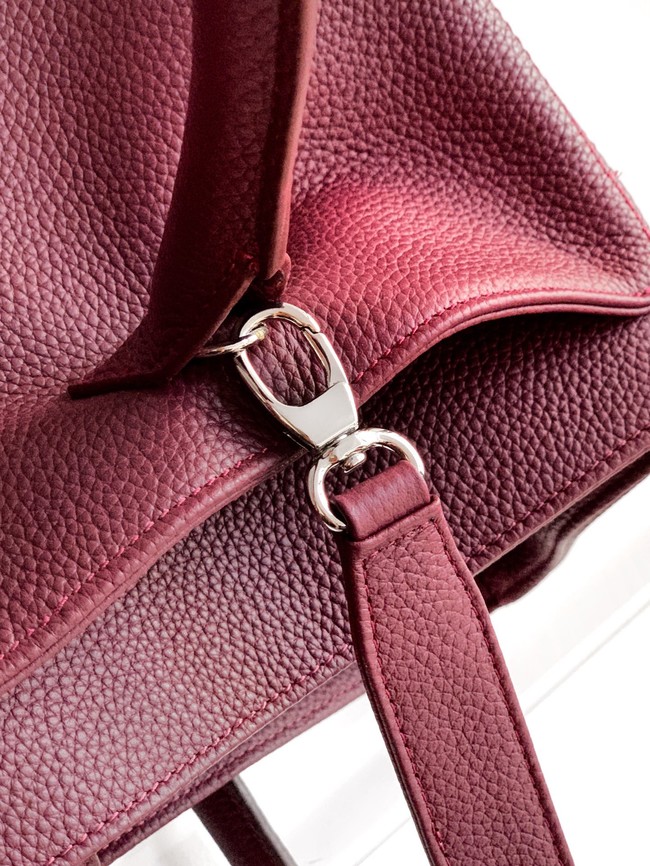 CHANEL Grained Calfskin Tote Bag AS2157 wine red