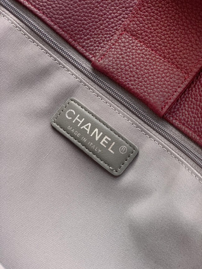 CHANEL Grained Calfskin Tote Bag AS2157 wine red