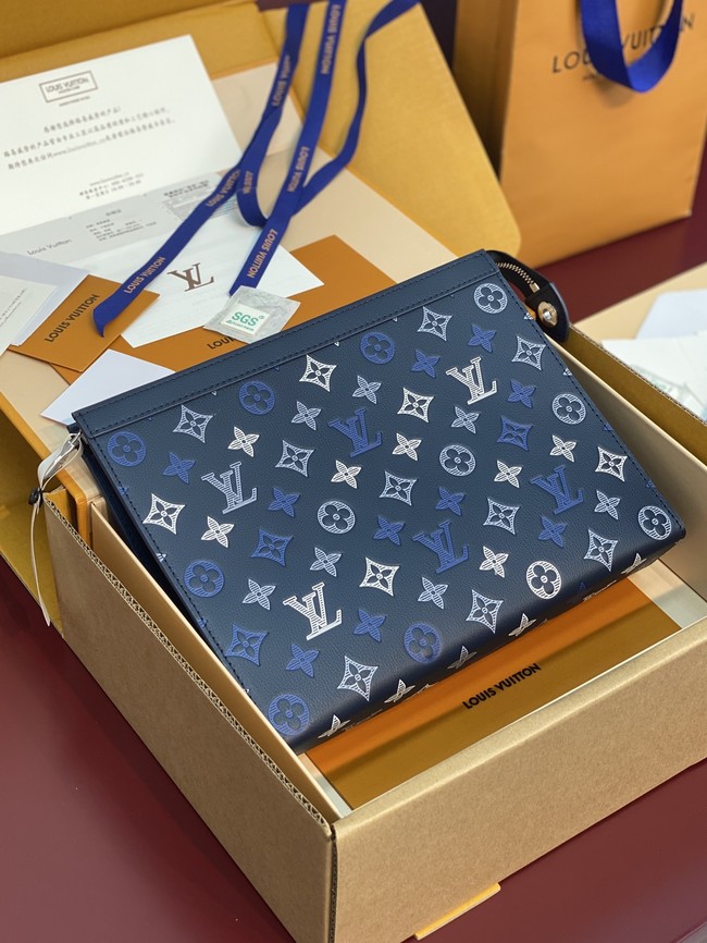 Louis Vuitton Pochette Voyage calfskin leather MM M61692 dark blue