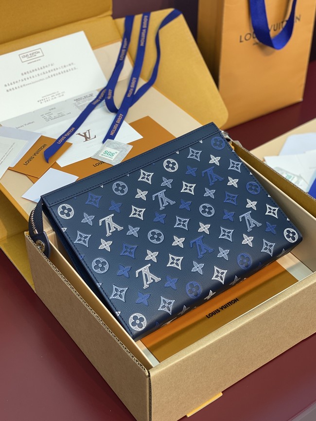 Louis Vuitton Pochette Voyage calfskin leather MM M61692 dark blue