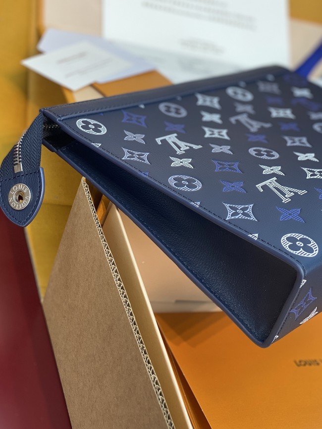 Louis Vuitton Pochette Voyage calfskin leather MM M61692 dark blue
