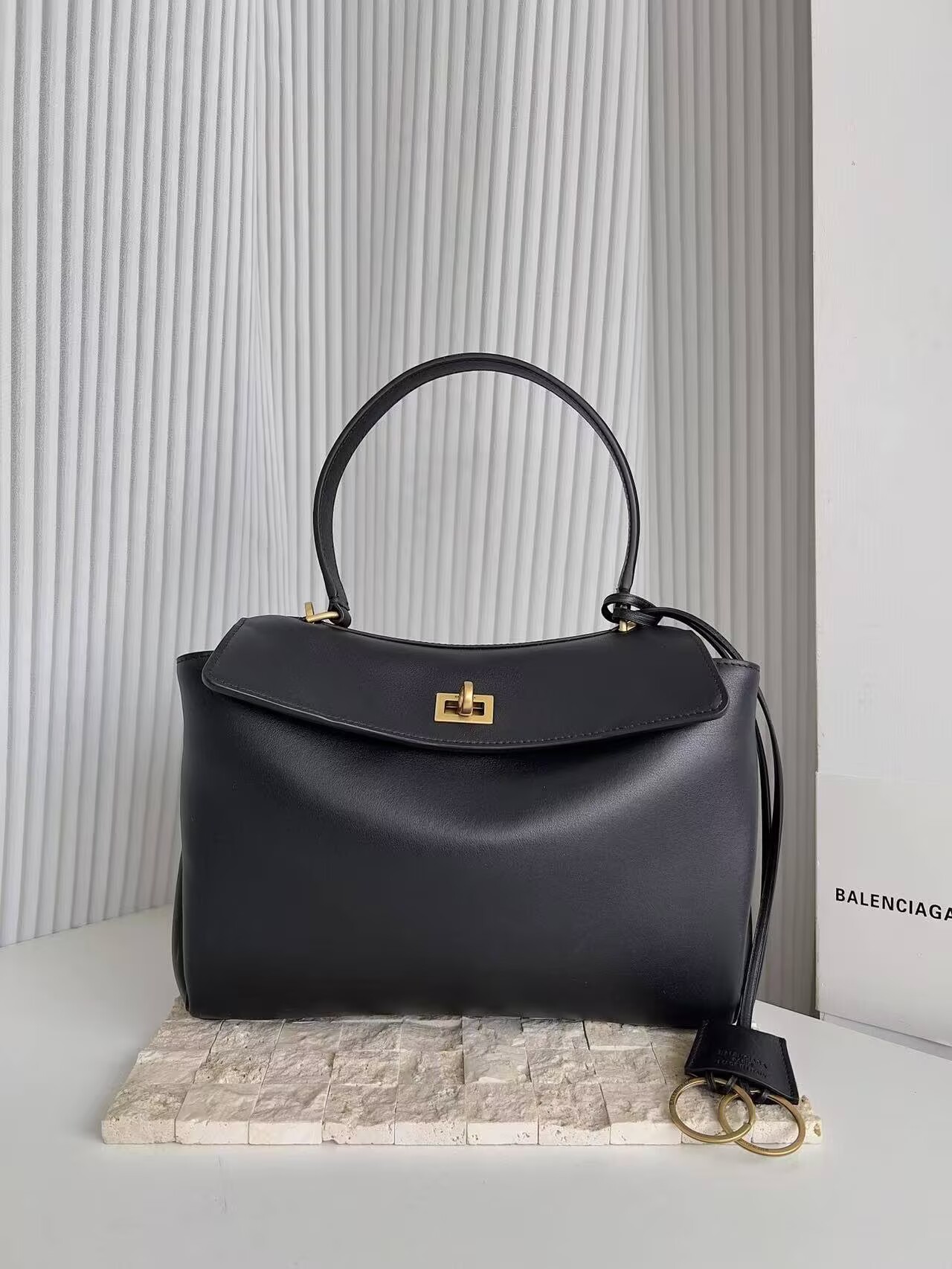 Balenciaga Rodeo Handbag Large smooth calfskin 795459 black gold-tone