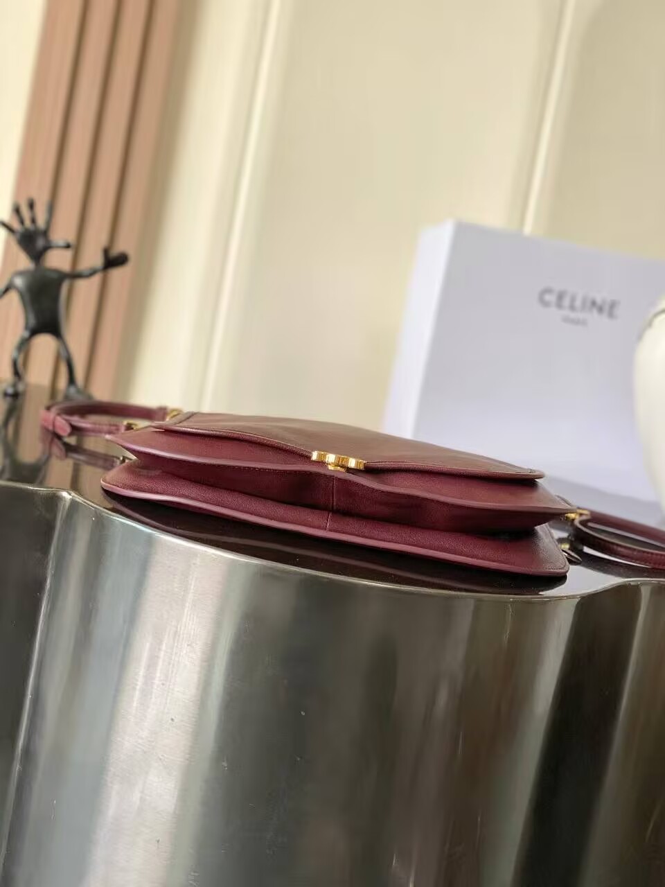 CELINE Original Leather Shoulder Bag C63201 Burgundy