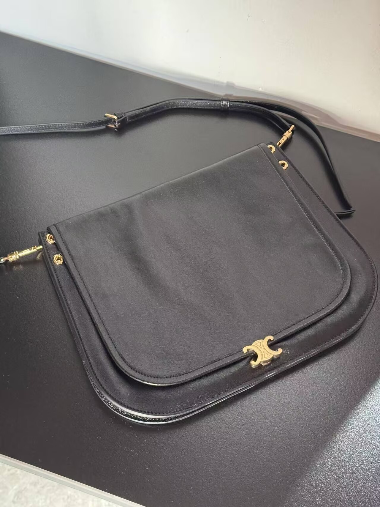 CELINE Original Leather Shoulder Bag C63201 Black