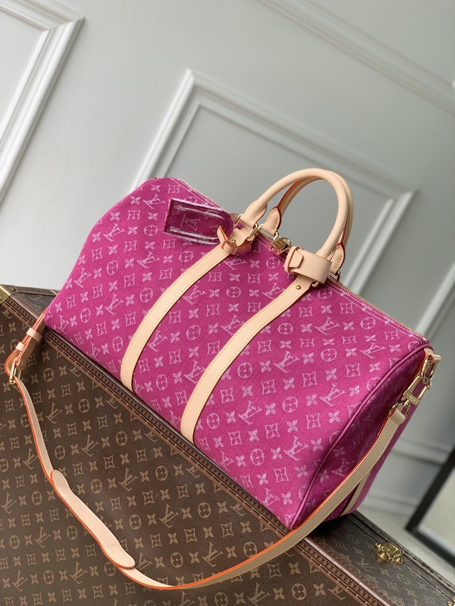 Louis Vuitton Keepall Bandouliere 45 M27944 Fuchsia Denim