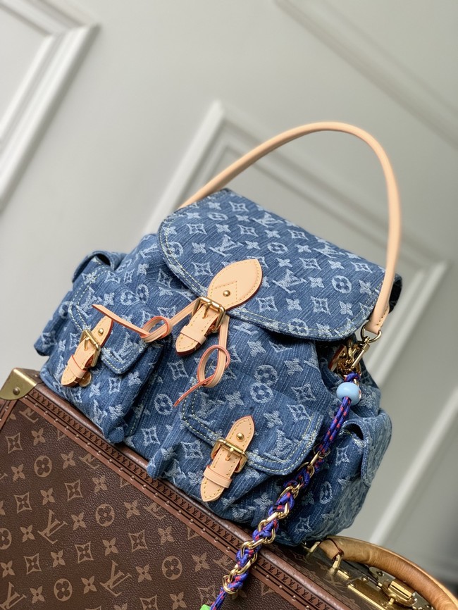 Louis Vuitton Montsouris Cargo Backpack M27330 Blue Denim