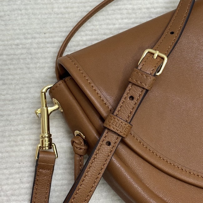 CELINE HALFMOON SOFT TRIOMPHE BAG IN SUPPLE SHINY LAMBSKIN 124142 SOFT TAN
