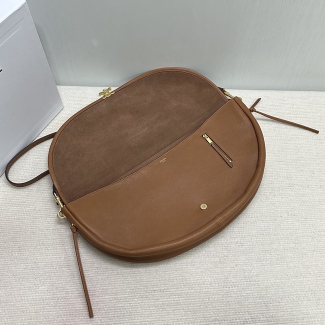 CELINE HALFMOON SOFT TRIOMPHE BAG IN SUPPLE SHINY LAMBSKIN 124142 SOFT TAN