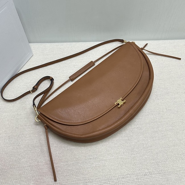 CELINE HALFMOON SOFT TRIOMPHE BAG IN SUPPLE SHINY LAMBSKIN 124142 SOFT TAN