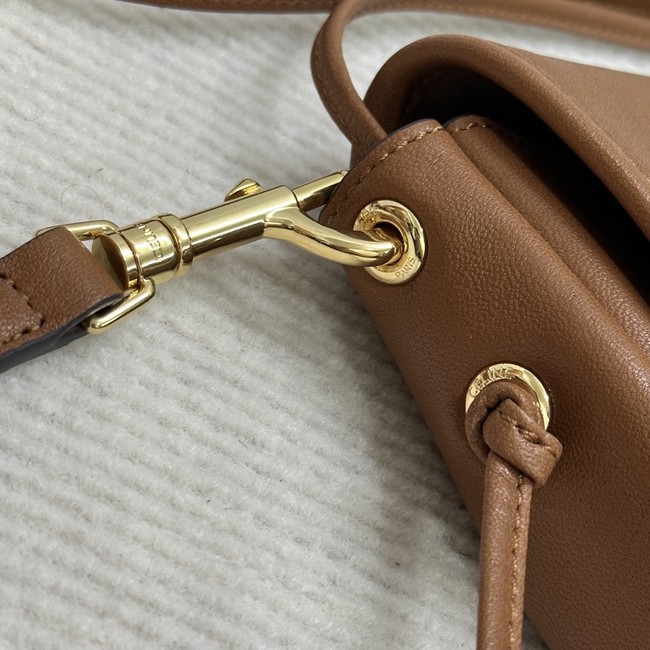 CELINE HALFMOON SOFT TRIOMPHE BAG IN SUPPLE SHINY LAMBSKIN 124142 SOFT TAN