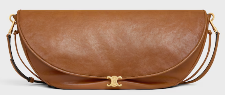 CELINE HALFMOON SOFT TRIOMPHE BAG IN SUPPLE SHINY LAMBSKIN 124142 SOFT TAN