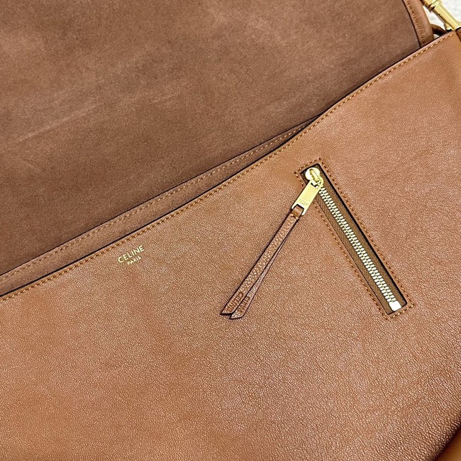 CELINE HALFMOON SOFT TRIOMPHE BAG IN SUPPLE SHINY LAMBSKIN 124142 SOFT TAN