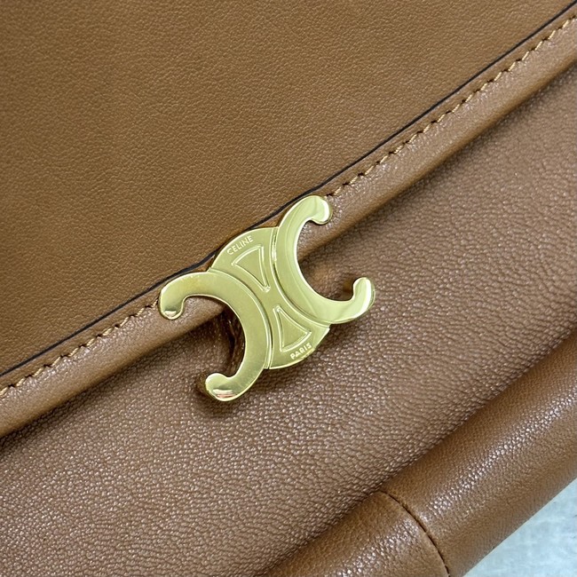 CELINE HALFMOON SOFT TRIOMPHE BAG IN SUPPLE SHINY LAMBSKIN 124142 SOFT TAN
