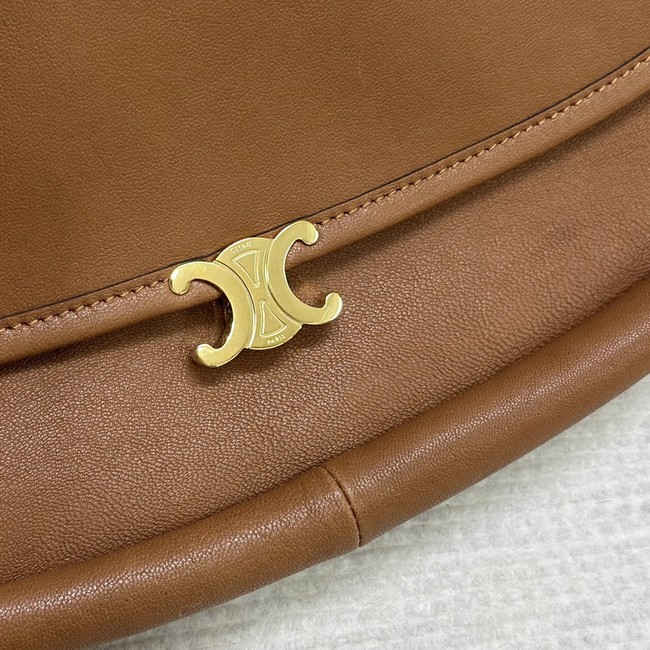CELINE HALFMOON SOFT TRIOMPHE BAG IN SUPPLE SHINY LAMBSKIN 124142 SOFT TAN