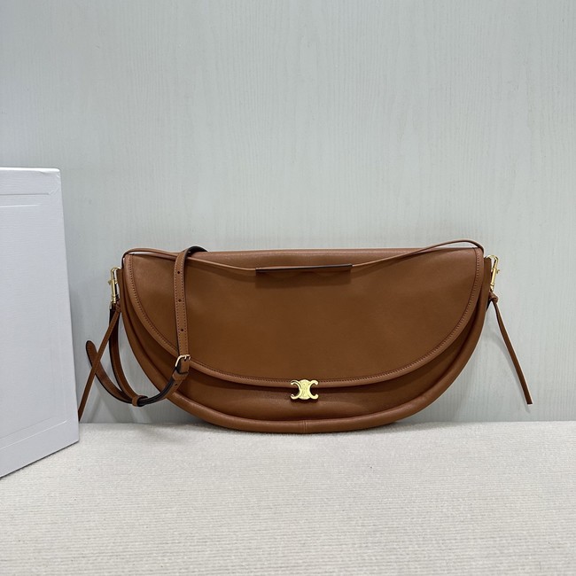 CELINE HALFMOON SOFT TRIOMPHE BAG IN SUPPLE SHINY LAMBSKIN 124142 SOFT TAN
