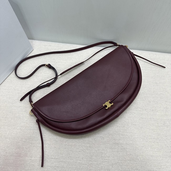 CELINE HALFMOON SOFT TRIOMPHE BAG IN SUPPLE SHINY LAMBSKIN 124142 SYRAH