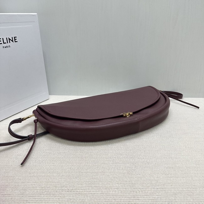 CELINE HALFMOON SOFT TRIOMPHE BAG IN SUPPLE SHINY LAMBSKIN 124142 SYRAH