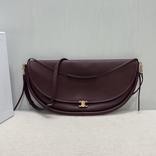 CELINE HALFMOON SOFT TRIOMPHE BAG IN SUPPLE SHINY LAMBSKIN 124142 SYRAH