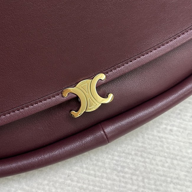CELINE HALFMOON SOFT TRIOMPHE BAG IN SUPPLE SHINY LAMBSKIN 124142 SYRAH