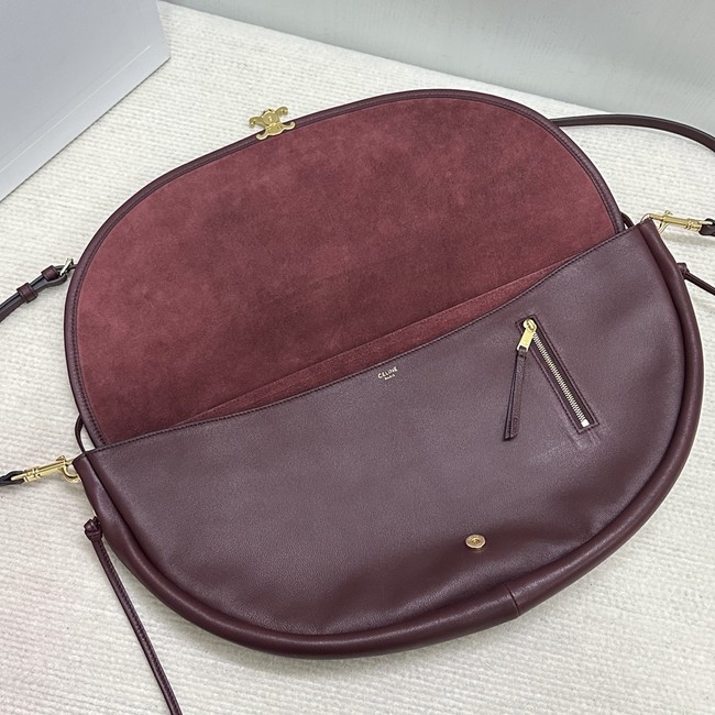 CELINE HALFMOON SOFT TRIOMPHE BAG IN SUPPLE SHINY LAMBSKIN 124142 SYRAH