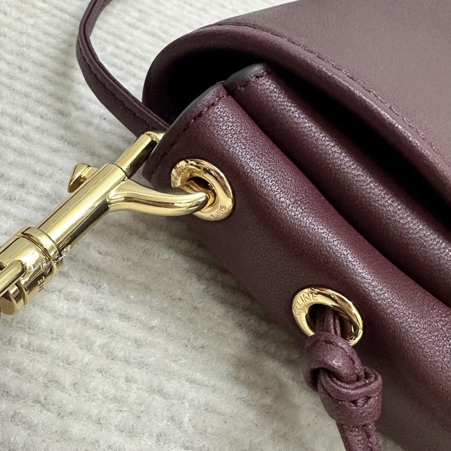 CELINE HALFMOON SOFT TRIOMPHE BAG IN SUPPLE SHINY LAMBSKIN 124142 SYRAH