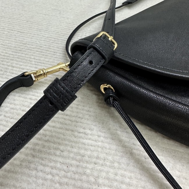 CELINE HALFMOON SOFT TRIOMPHE BAG IN SUPPLE SHINY LAMBSKIN 124142 black 