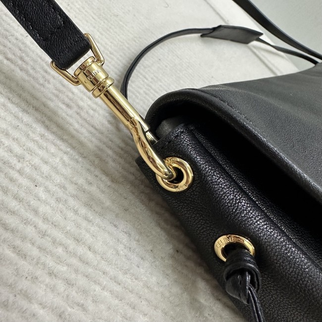 CELINE HALFMOON SOFT TRIOMPHE BAG IN SUPPLE SHINY LAMBSKIN 124142 black 