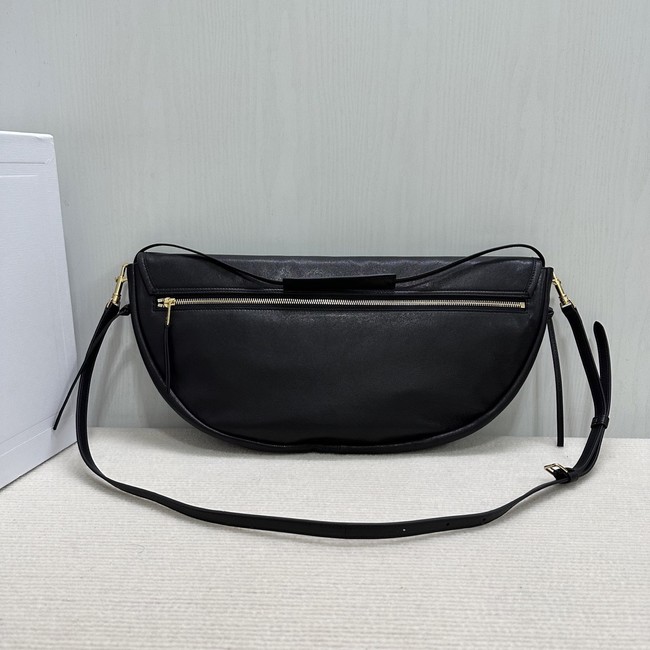 CELINE HALFMOON SOFT TRIOMPHE BAG IN SUPPLE SHINY LAMBSKIN 124142 black 
