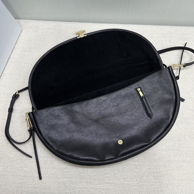 CELINE HALFMOON SOFT TRIOMPHE BAG IN SUPPLE SHINY LAMBSKIN 124142 black 