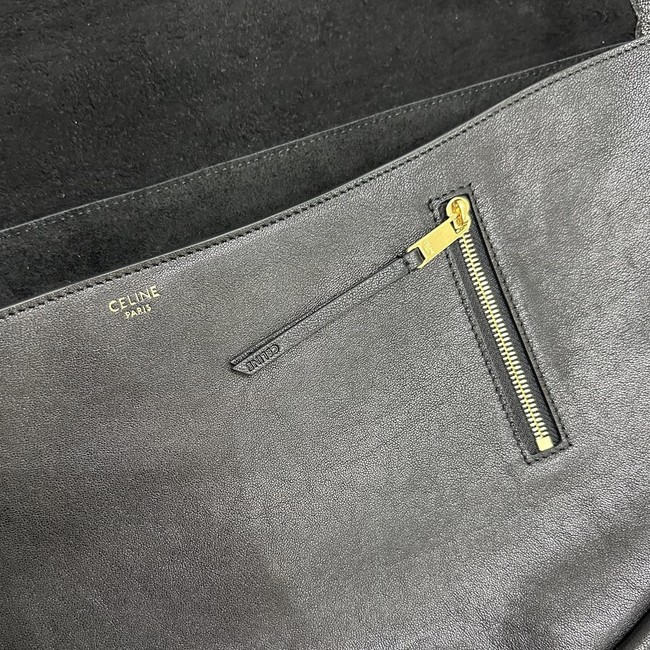 CELINE HALFMOON SOFT TRIOMPHE BAG IN SUPPLE SHINY LAMBSKIN 124142 black 