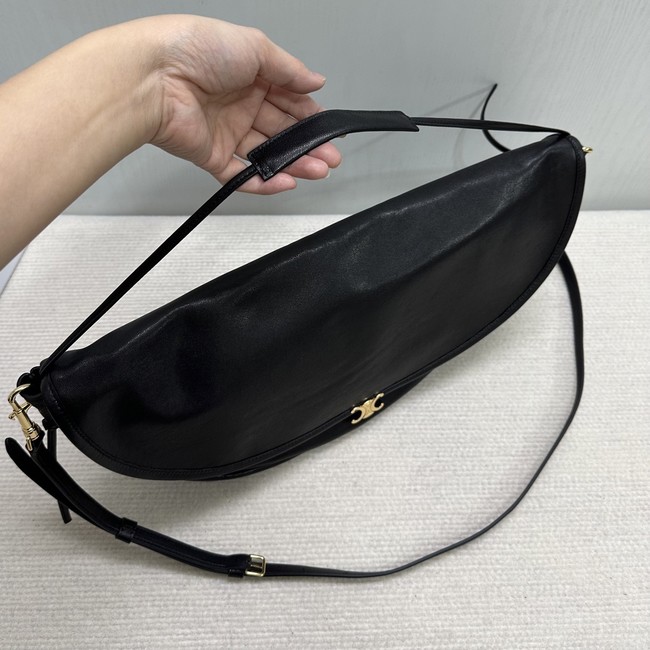 CELINE HALFMOON SOFT TRIOMPHE BAG IN SUPPLE SHINY LAMBSKIN 124142 black 