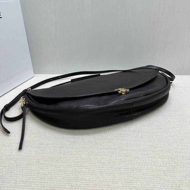 CELINE HALFMOON SOFT TRIOMPHE BAG IN SUPPLE SHINY LAMBSKIN 124142 black 