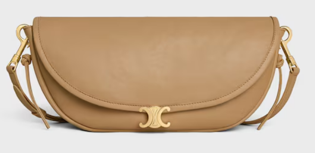 CELINE LITTLE HALFMOON SOFT TRIOMPHE IN SUPPLE SHINY LAMBSKIN 73778 SANDCASTLE
