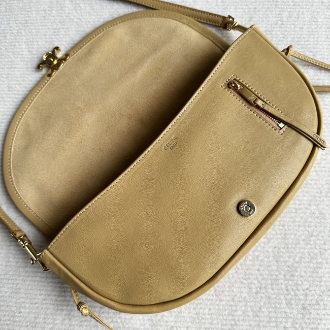 CELINE LITTLE HALFMOON SOFT TRIOMPHE IN SUPPLE SHINY LAMBSKIN 73778 SANDCASTLE
