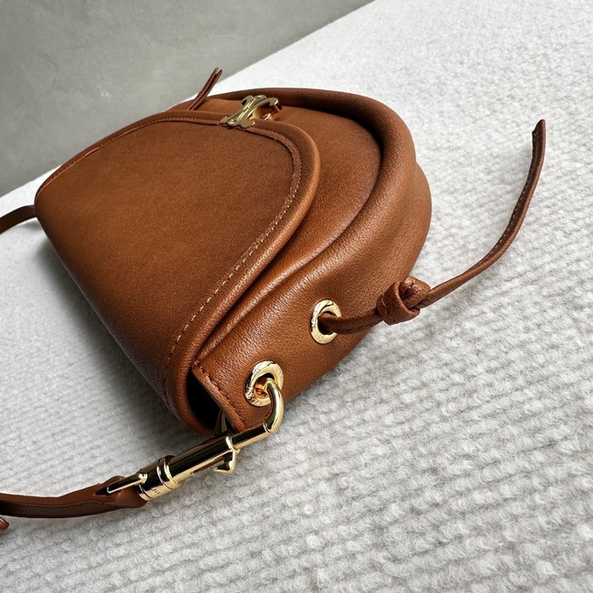 CELINE LITTLE HALFMOON SOFT TRIOMPHE IN SUPPLE SHINY LAMBSKIN 73778 SOFT TAN